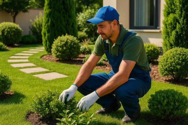 عامل صيانة حديقة منزلية في الكويت