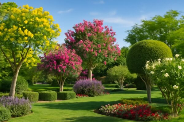 أشجار زينة في حديقة كويتية