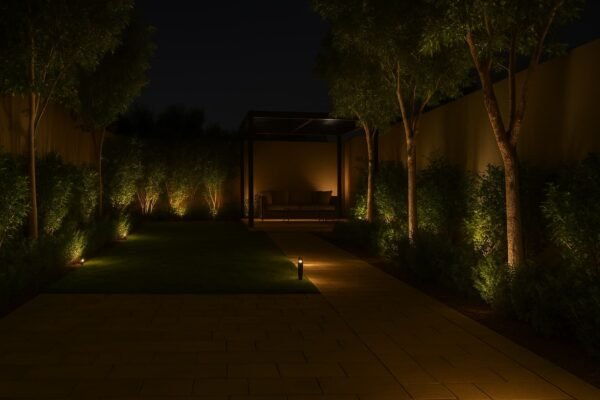 حديقة ليلية بإضاءة طبقية