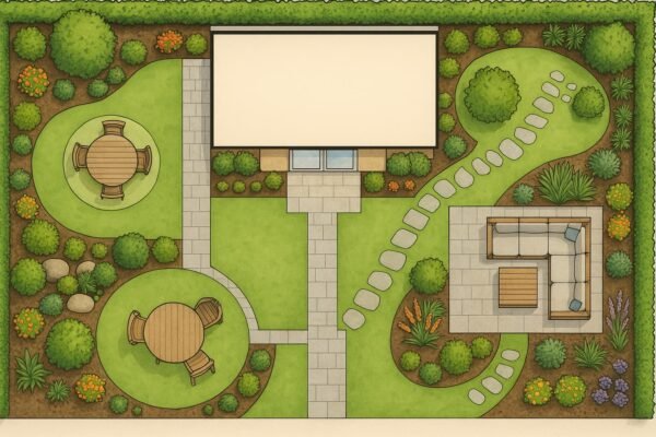 تخطيط حديقة منزلية أفقية بالكويت