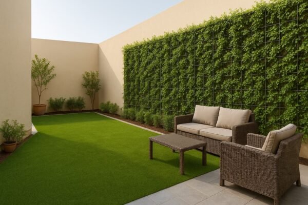 حديقة في المرقاب بثيل صناعي وحائط أخضر