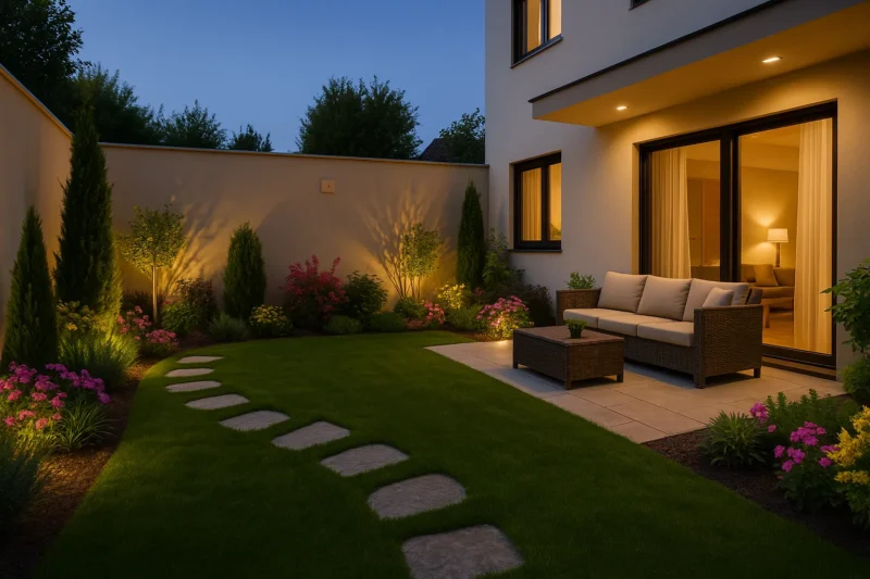 تصميم حديقة منزلية أنيقة في مدينة السرة بالكويت