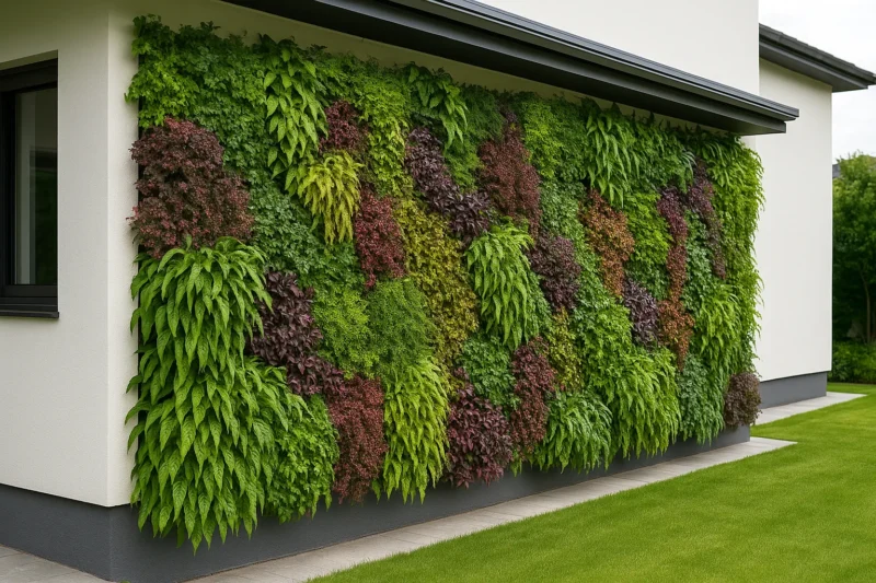 حديقة عمودية أفقية على جدار منزل حديث في الكويت