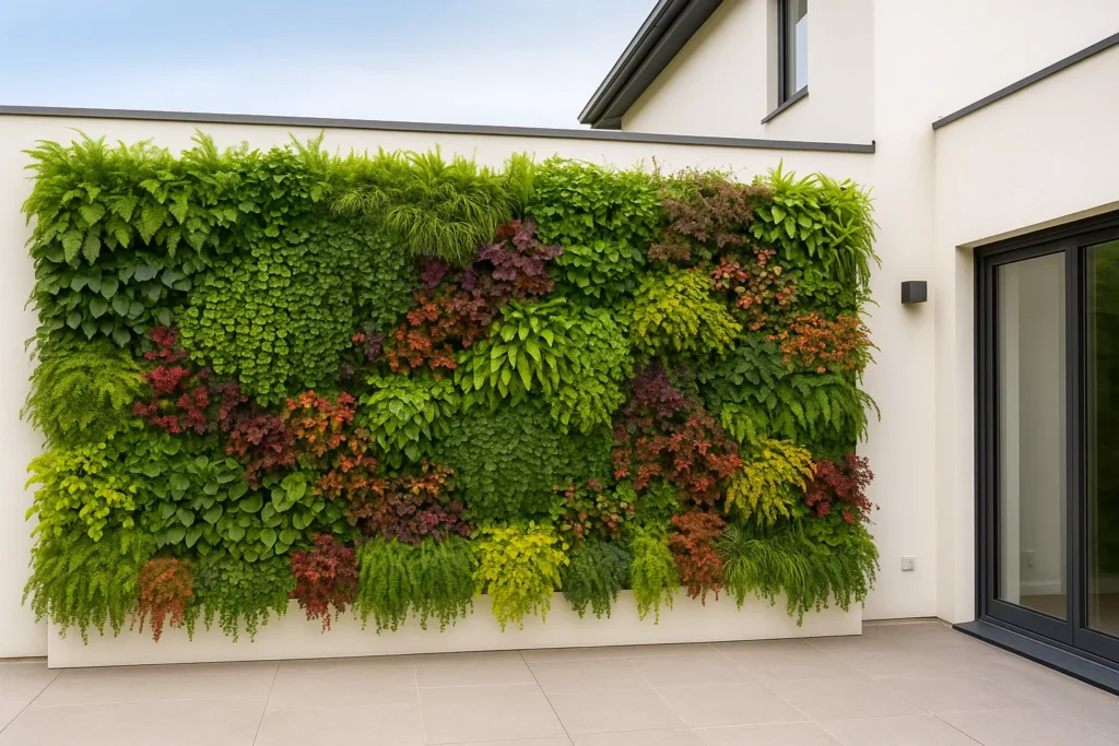 حديقة عمودية كبيرة في منزل حديث بالكويت