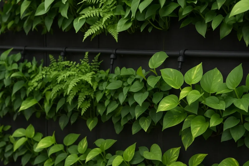 نظام ري بالتنقيط في حديقة عمودية بالكويت