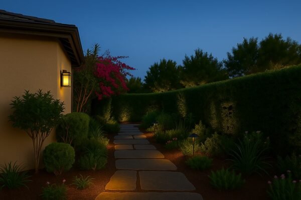 ممر حجري في حديقة صغيرة بالكويت