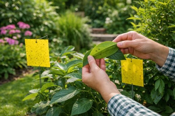 فحص أوراق نباتات الزينة من الأسفل لرصد الحشرات مبكرًا