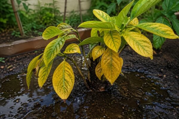 اصفرار نبات بسبب زيادة الري