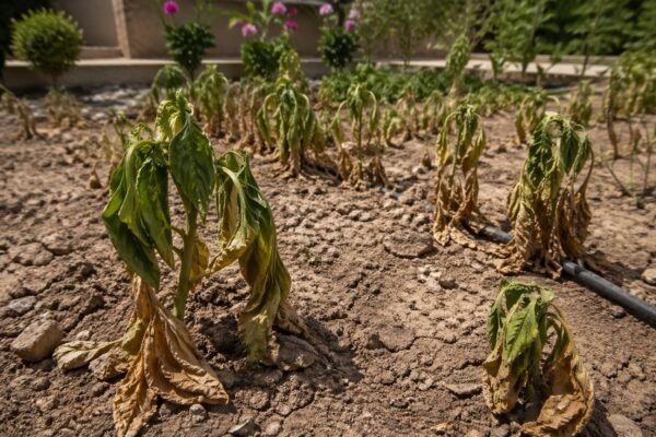 نباتات ذابلة بسبب تربة فقيرة
