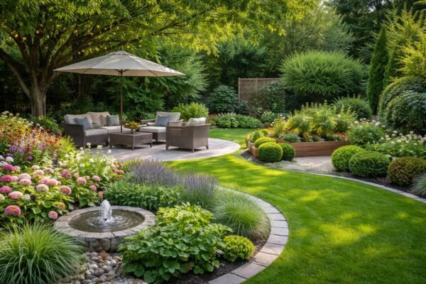 حديقة مقسمة بمناطق نباتية مختلفة