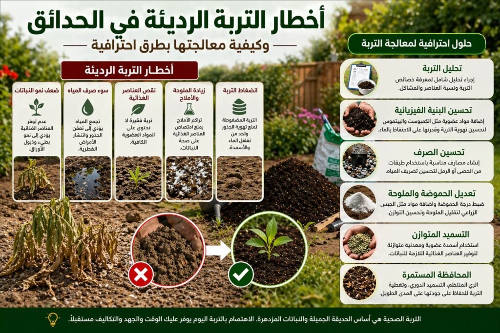 أخطار التربة الرديئة في الحدائق