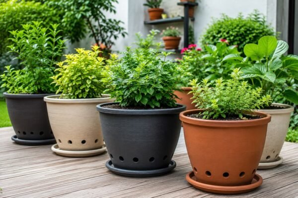 أحواض زراعة بتصريف جيد داخل حديقة منزلية
