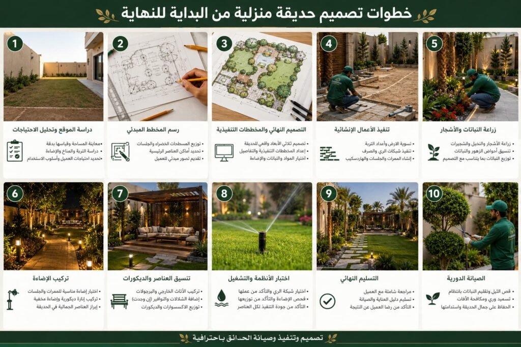 خطوات تصميم حديقة منزلية من البداية للنهاية